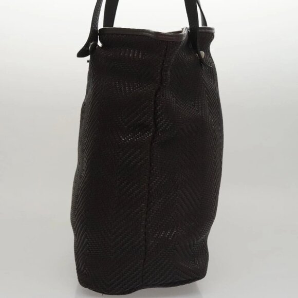 HERMES Kaba Chennai MM Hand Bag Canvas Leather Brown Silver Auth bs21951 - Picture 4 of 16